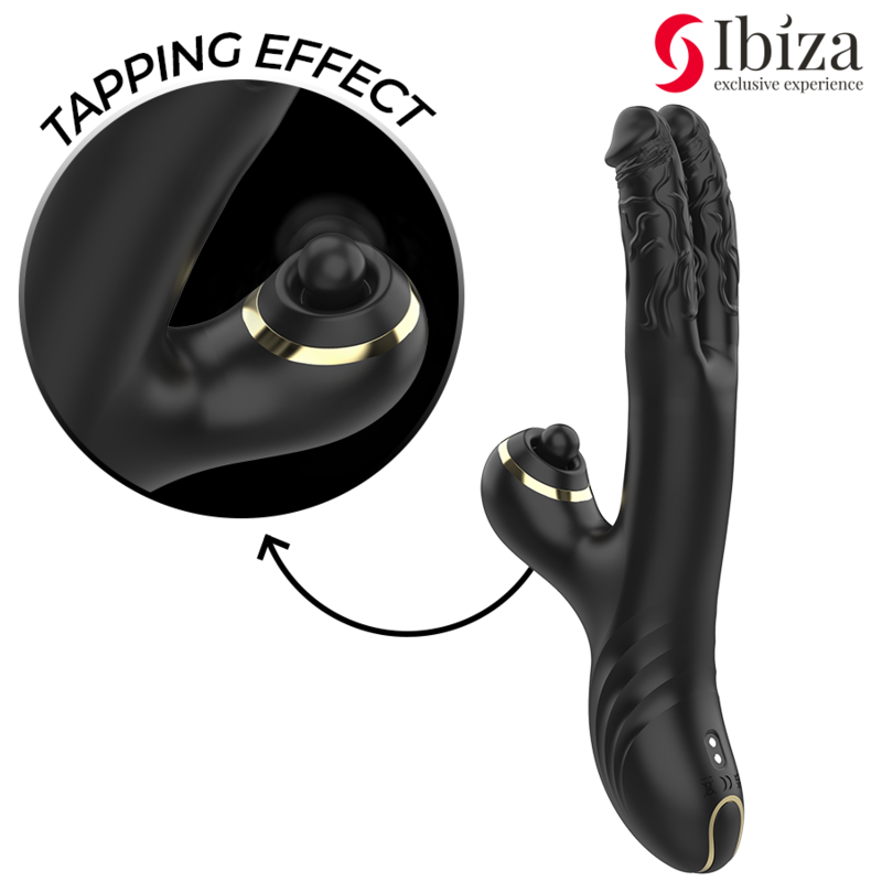 IBIZA - TWO DRAGONS DOUBLE VIBRATOR BLACK - NOCTURNA DESIRES