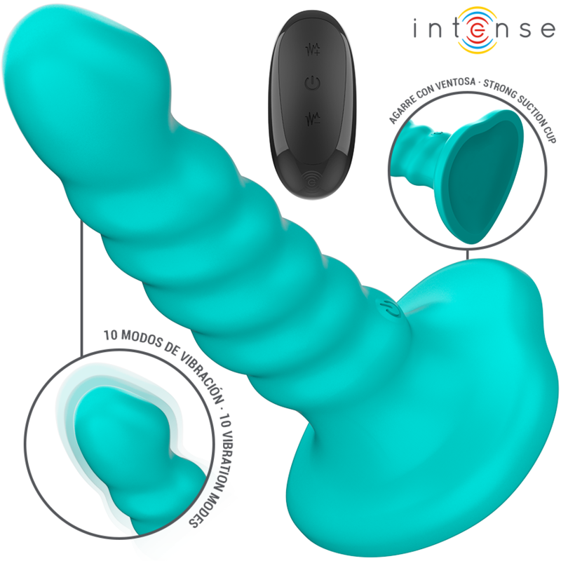 INTENSE - BUFFY VIBRATOR SIZE S SPIRAL DESIGN 10 VIBRATIONS BLUE REMOTE CONTROL - NOCTURNA DESIRES