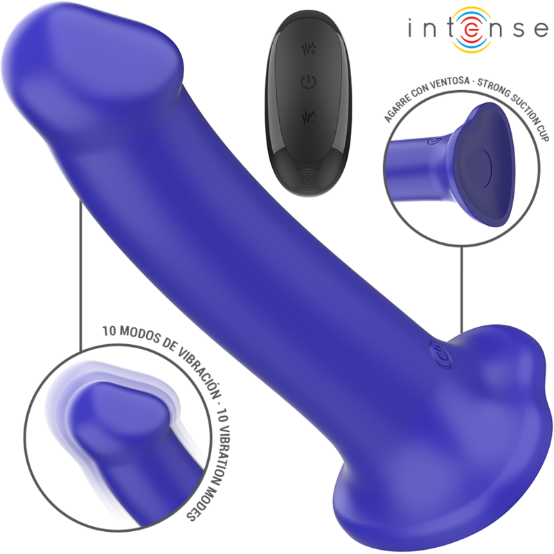 INTENSE - VICTORIA VIBRATOR WITH SUCTION CUP 10 VIBRATIONS DARK BLUE REMOTE CONTROL - NOCTURNA DESIRES