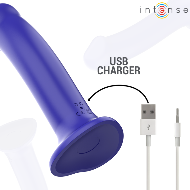 INTENSE - VICTORIA VIBRATOR WITH SUCTION CUP 10 VIBRATIONS DARK BLUE REMOTE CONTROL - NOCTURNA DESIRES