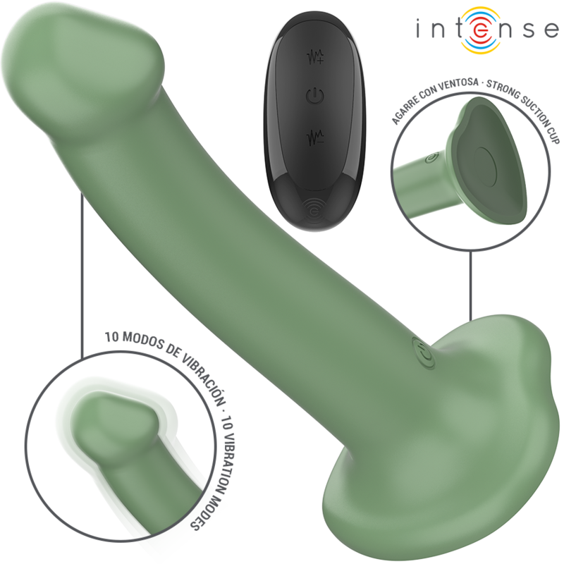 INTENSE - BECCA VIBRATOR WITH SUCTION CUP 10 VIBRATIONS GREEN REMOTE CONTROL - NOCTURNA DESIRES