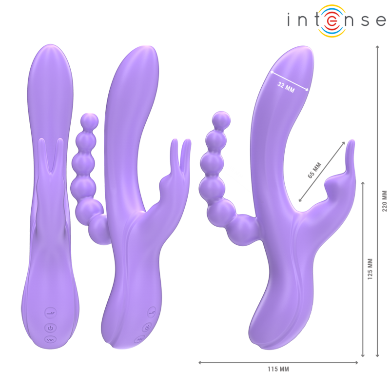INTENSE - MIKO TRIPLE VIBRATOR RABBIT & STIMULATOR & ANAL 7 VIBRATIONS PURPLE - NOCTURNA DESIRES