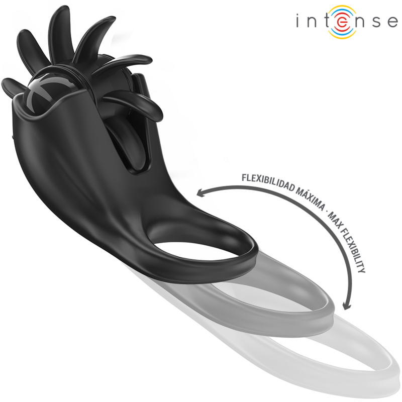 INTENSE - MABEL VIBRATING RING 10 VIBRATIONS WITH CLITORIS STIMULATOR BLACK - NOCTURNA DESIRES
