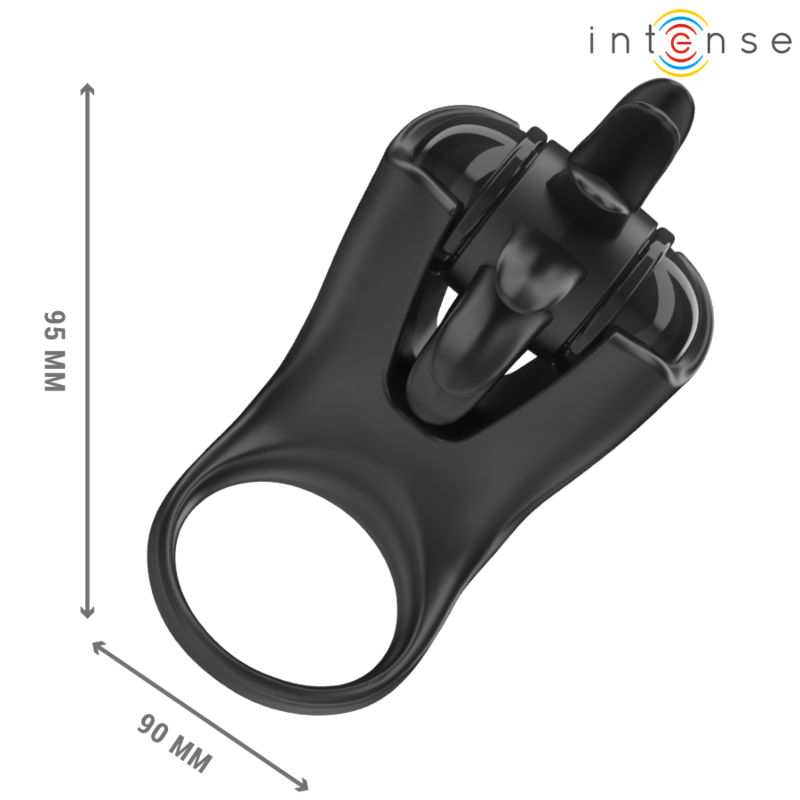 INTENSE - MABEL VIBRATING RING 10 VIBRATIONS WITH CLITORIS STIMULATOR BLACK - NOCTURNA DESIRES