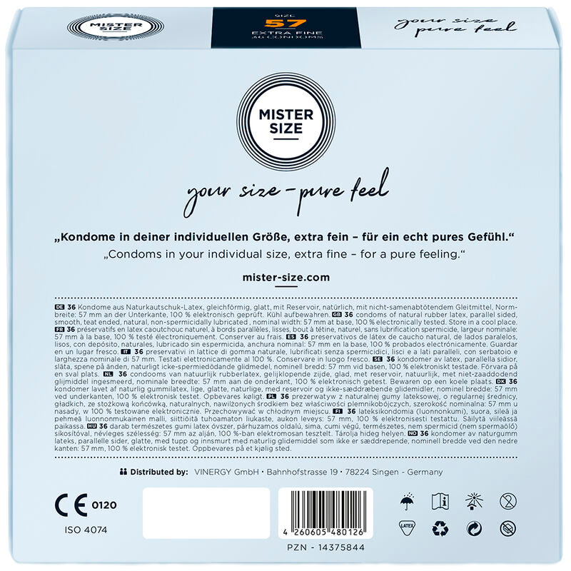 MISTER SIZE - CONDOM SIZE L 57 MM (36 UNITS) - NOCTURNA DESIRES