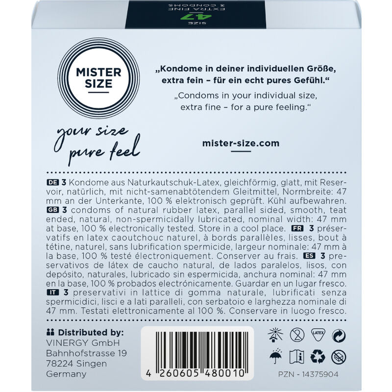 MISTER SIZE - CONDOMS SIZE XS 47 MM (3 UNITS) - NOCTURNA DESIRES