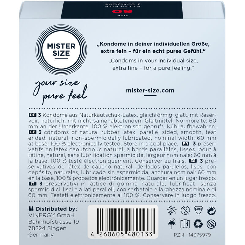 MISTER SIZE - CONDOM SIZE XL 60 MM (3 UNITS) - NOCTURNA DESIRES