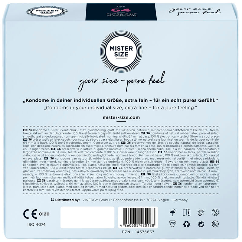 MISTER SIZE - CONDOMS SIZE XXL 64 MM (36 UNITS) - NOCTURNA DESIRES