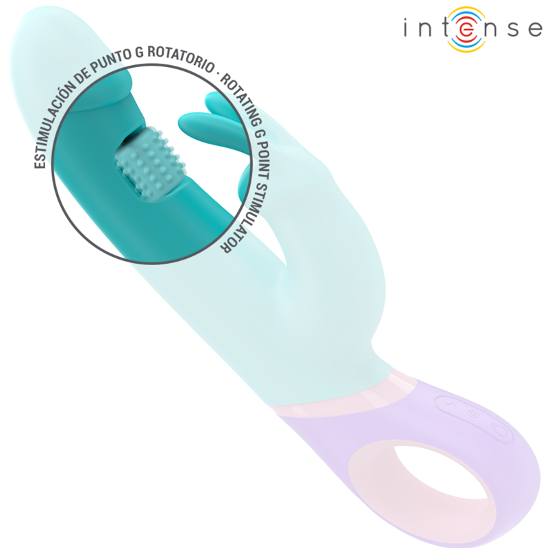 INTENSE - MONICA RABBIT VIBRATOR WITH ROTATING G-SPOT STIMULATOR BLUE - NOCTURNA DESIRES