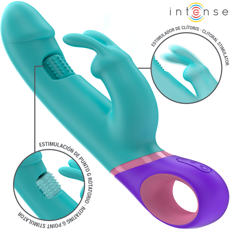 INTENSE - MONICA RABBIT VIBRATOR WITH ROTATING G-SPOT STIMULATOR BLUE - NOCTURNA DESIRES