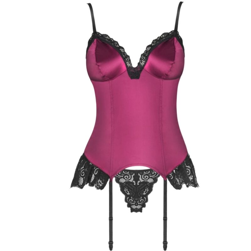 LIVCO CORSETTI FASHION - AGRAFENA CF 90436 CORSET + THONG BURGUNDY L/XL - NOCTURNA DESIRES