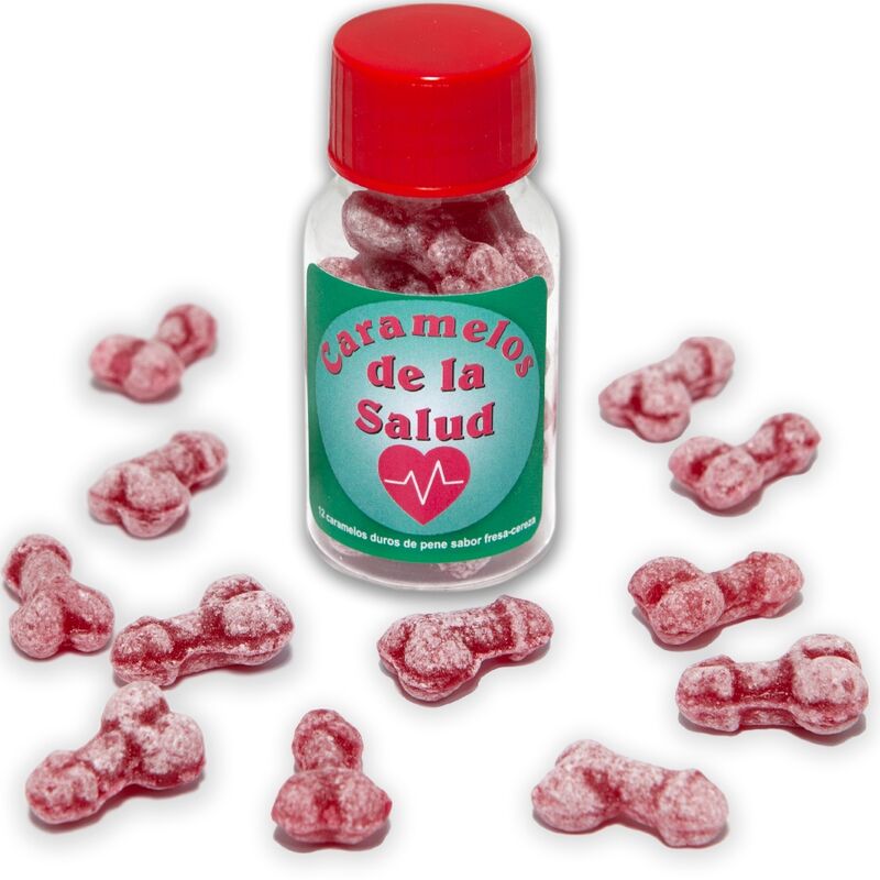 DIABLO PICANTE - 12 HEALTH CANDIES PENIS SHAPE STRAWBERRY/CHERRY - NOCTURNA DESIRES