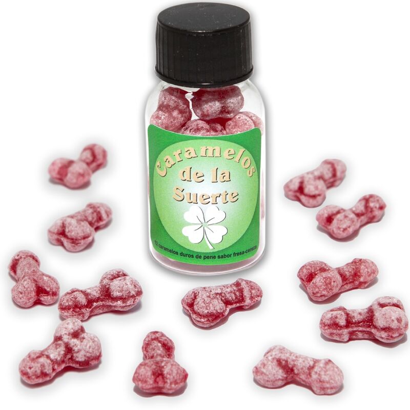 DIABLO PICANTE - 12 PENIS-SHAPED LUCKY CANDIES STRAWBERRY/CHERRY - NOCTURNA DESIRES