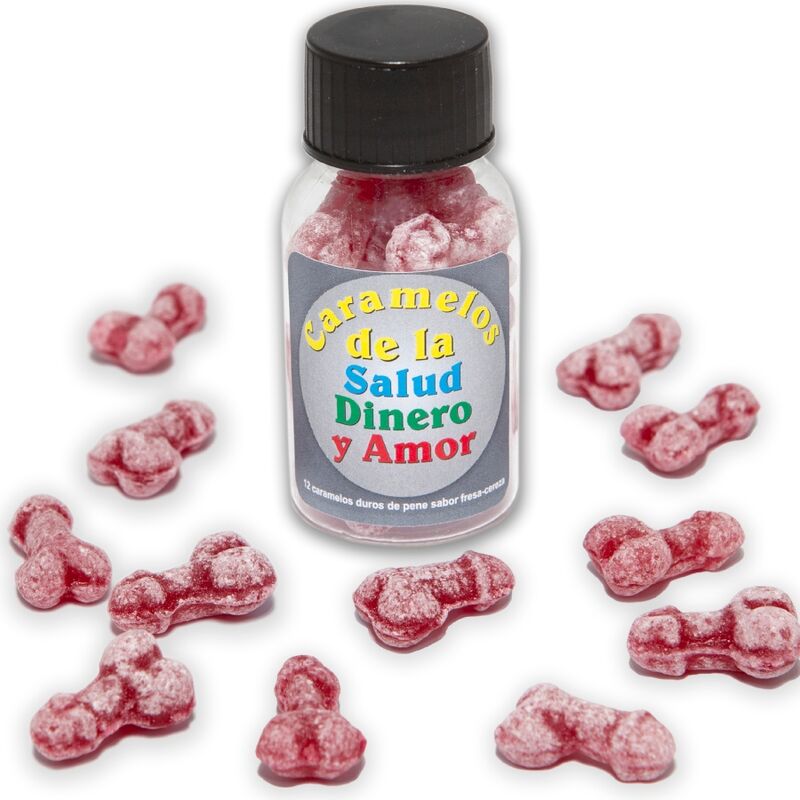 DIABLO PICANTE - 12 HEALTH-MONEY-LOVE CANDIES PENIS SHAPE STRAWBERRY/CHERRY - NOCTURNA DESIRES
