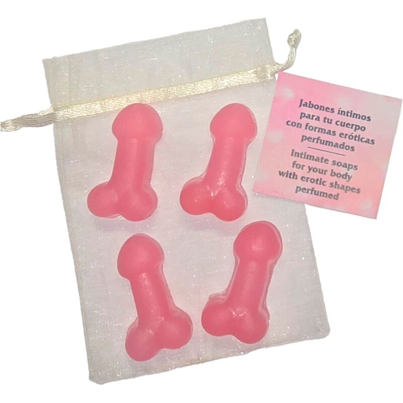 DIABLO PICANTE - 4 PENIS-SHAPED PERFUMED MINI SOAPS PINK - NOCTURNA DESIRES