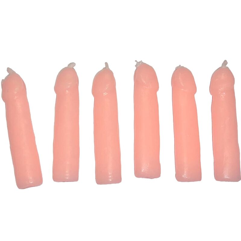 DIABLO PICANTE - 6 FLESH PENIS SHAPED CANDLES - NOCTURNA DESIRES