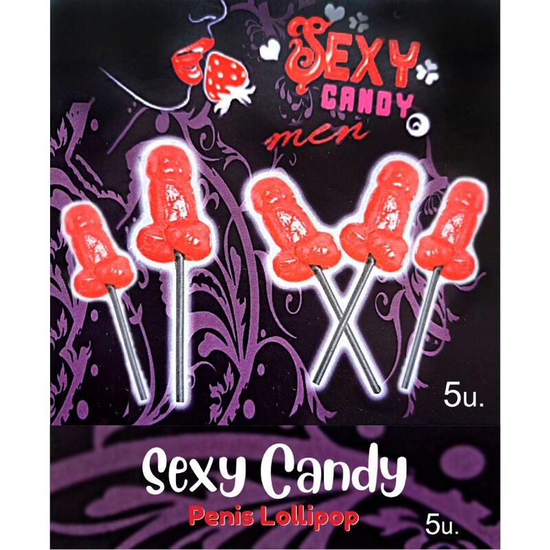 DIABLO PICANTE - BOX OF 5 CHERRY PENIS SHAPED LOLLIPOPS - NOCTURNA DESIRES