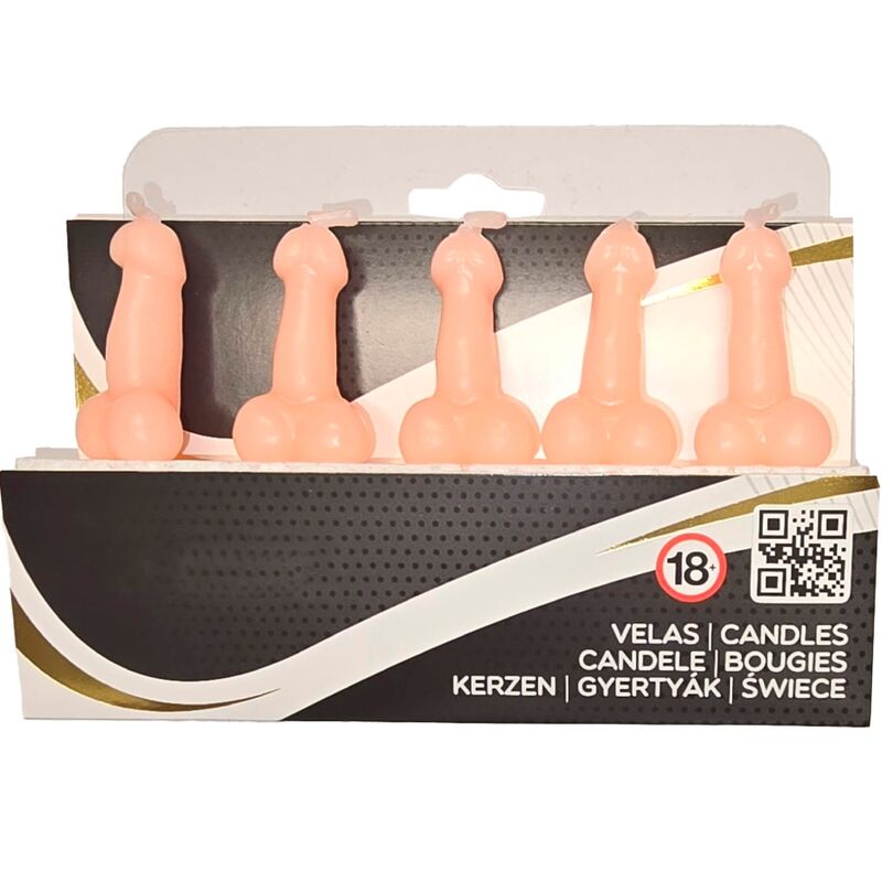 DIABLO PICANTE - BOX OF 5 FLESH PENIS-SHAPED CANDLES - NOCTURNA DESIRES