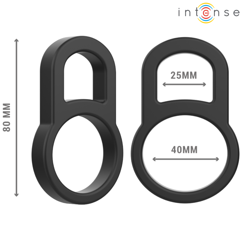 INTENSE - BOBBY DOUBLE SILICONE PENIS RING BLACK - NOCTURNA DESIRES
