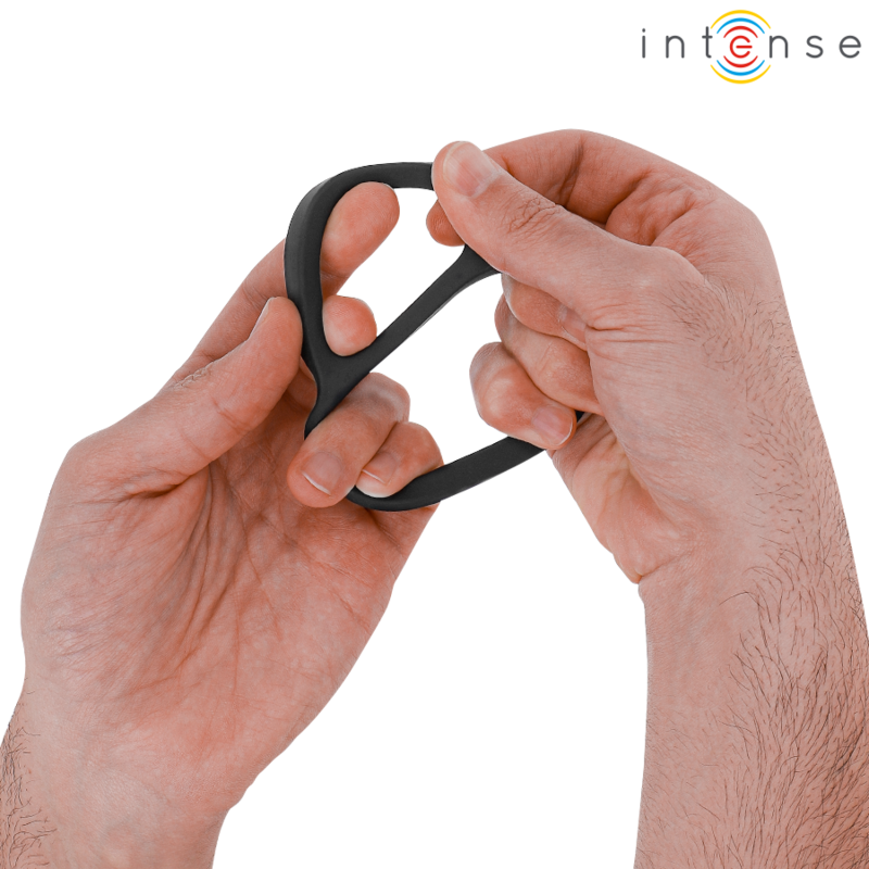INTENSE - BOBBY DOUBLE SILICONE PENIS RING BLACK - NOCTURNA DESIRES