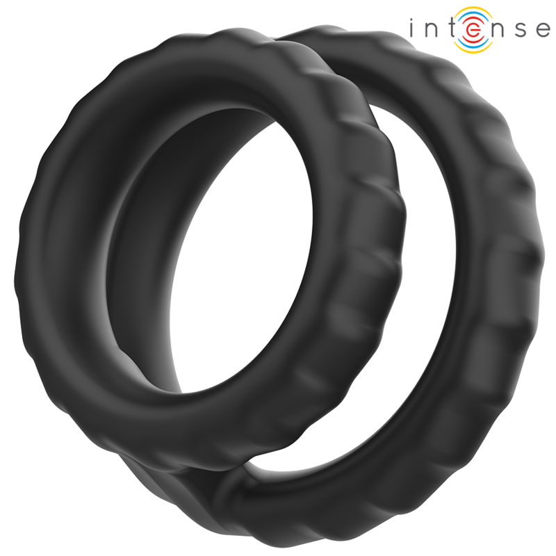 INTENSE - DEWEY DOUBLE SILICONE PENIS RING BLACK MODEL 2 - NOCTURNA DESIRES