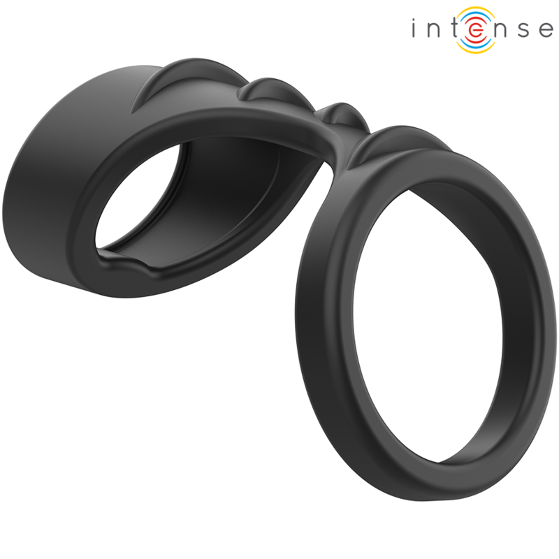 INTENSE - THEO DOUBLE SILICONE PENIS RING BLACK MODEL 3 - NOCTURNA DESIRES