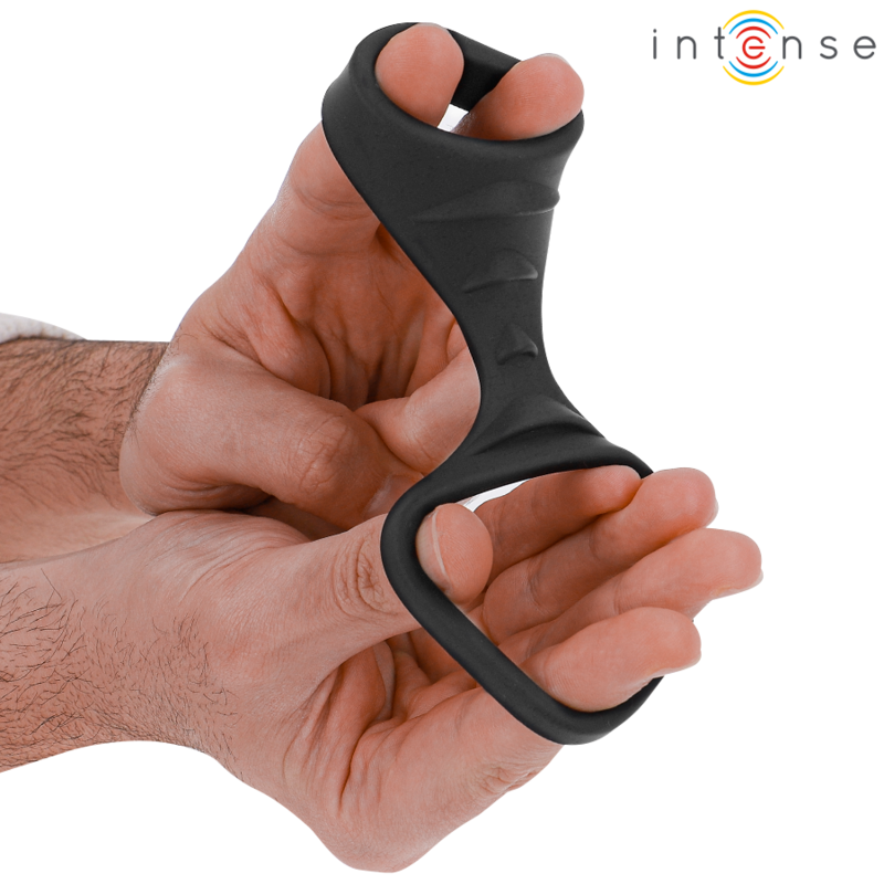 INTENSE - THEO DOUBLE SILICONE PENIS RING BLACK MODEL 3 - NOCTURNA DESIRES