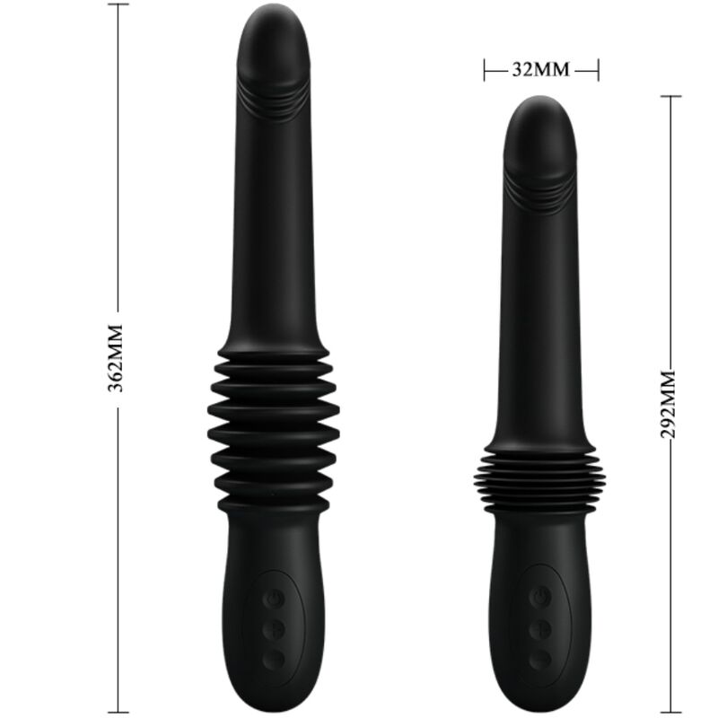 PRETTY LOVE - PAZUZU VIBRATOR 3 THRUST MODES BLACK - NOCTURNA DESIRES