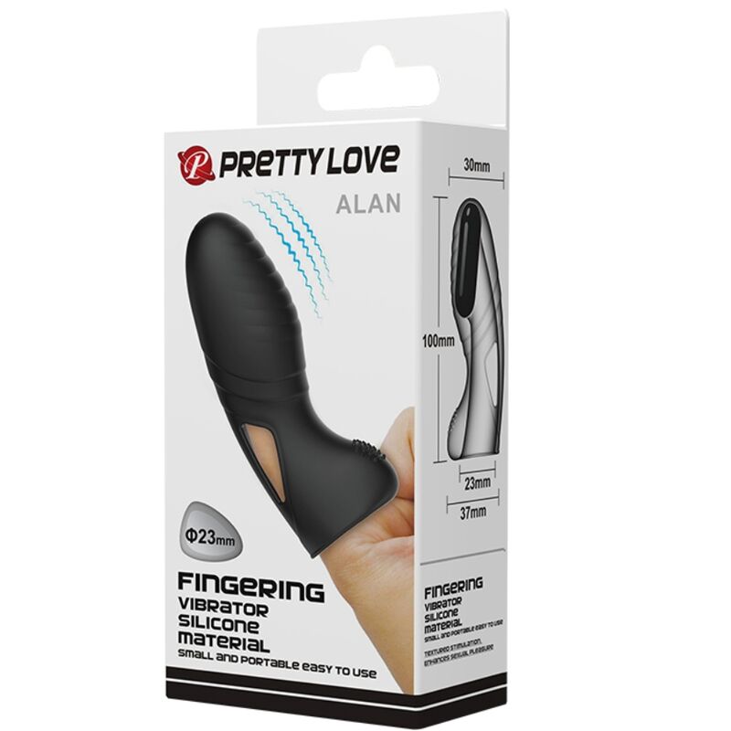 PRETTY LOVE - ALAN SILICONE FINGER VIBRATOR BLACK - NOCTURNA DESIRES