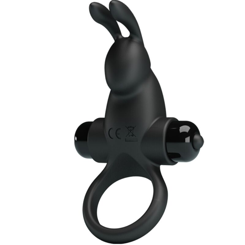 PRETTY LOVE - VIBRATING RING + RABBIT CLITORIS STIMULATOR 10 VIBRATIONS BLACK - NOCTURNA DESIRES