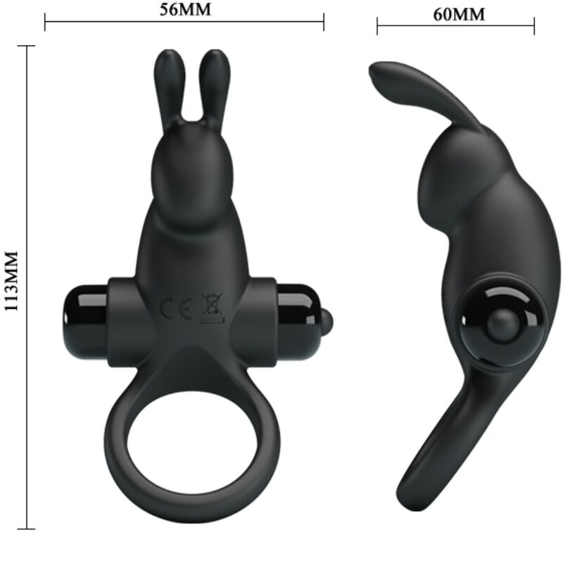 PRETTY LOVE - VIBRATING RING + RABBIT CLITORIS STIMULATOR 10 VIBRATIONS BLACK - NOCTURNA DESIRES