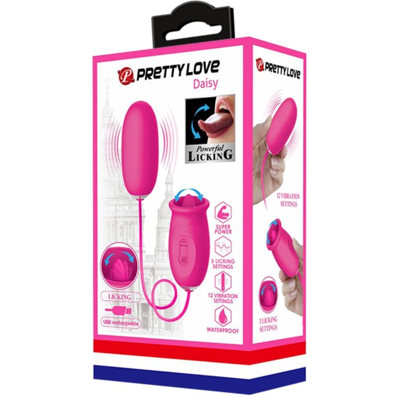 PRETTY LOVE - DAISY VIBRATING EGG + CLITORIS STIMULATING TONGUE PINK - NOCTURNA DESIRES