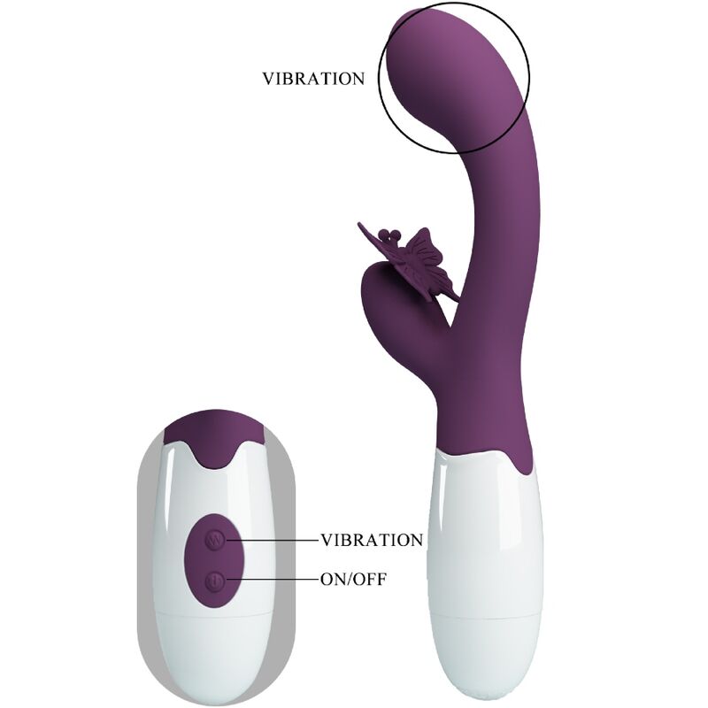 PRETTY LOVE - BUTTERFLY KISS RABBIT VIBRATOR & G-SPOT STIMULATOR PURPLE - NOCTURNA DESIRES