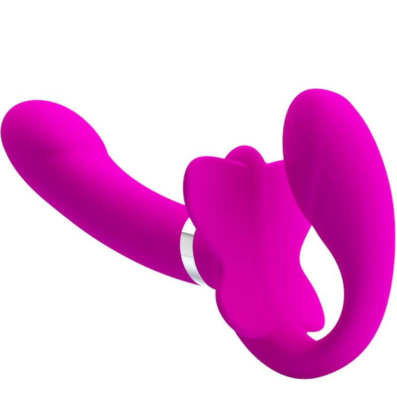 PRETTY LOVE - VALERIE DOUBLE STRAP-ON VIBRATOR 12 VIBRATIONS PURPLE - NOCTURNA DESIRES