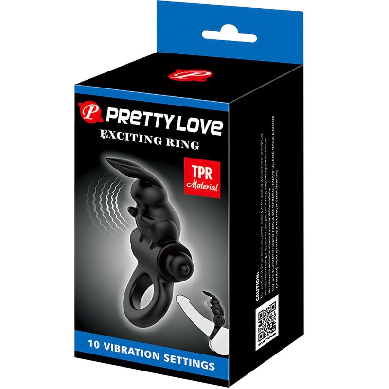 PRETTY LOVE - EXCITING RING RABBIT VIBRATOR RING 10 VIBRATIONS BLACK - NOCTURNA DESIRES