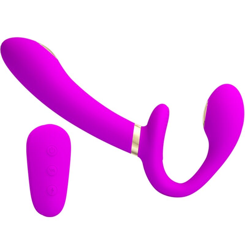 PRETTY LOVE - THUNDERBIRD DOUBLE STRAP-ON VIBRATOR REMOTE CONTROL PURPLE - NOCTURNA DESIRES