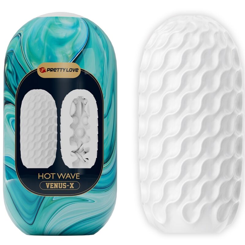 PRETTY LOVE - HOT WAVE SILICONE MALE MASTURBATOR WHITE - NOCTURNA DESIRES