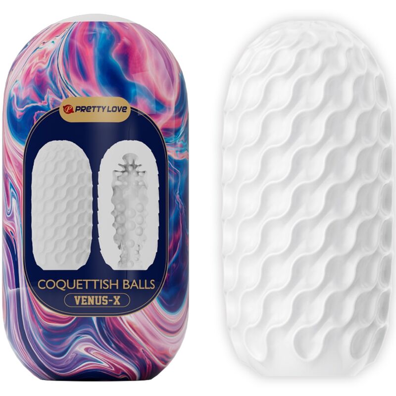 PRETTY LOVE - COQUETTISH BALLS SILICONE MALE MASTURBATOR WHITE - NOCTURNA DESIRES