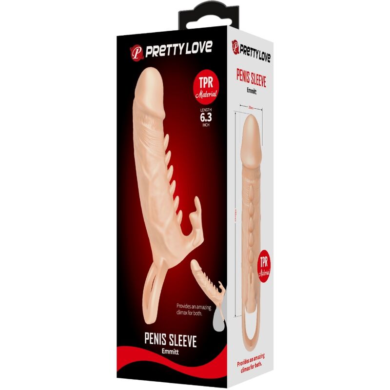 PRETTY LOVE - EMMIT PENIS SLEEVE + CLITORIS STIMULATOR FLESH - NOCTURNA DESIRES
