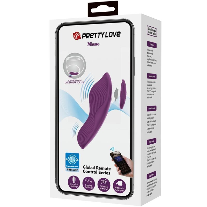 PRETTY LOVE - MANE LAY ON CLITORIS MASSAGER 10 VIBRATIONS REMOTE CONTROL PURPLE - NOCTURNA DESIRES