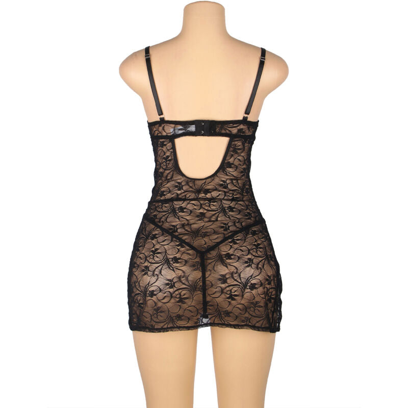 SUBBLIME - 954185 LACE BABYDOLL WITH ADJUSTABLE STRAPS BLACK S/M - NOCTURNA DESIRES