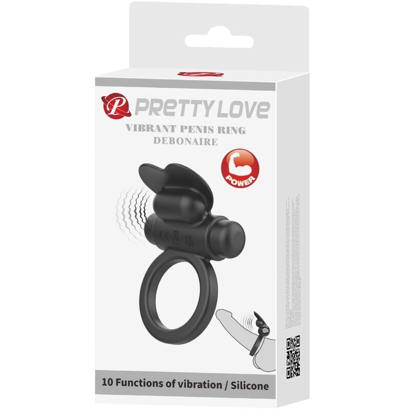 PRETTY LOVE - DEBONAIRE VIBRATING RING RABBIT 10 VIBRATIONS BLACK - NOCTURNA DESIRES