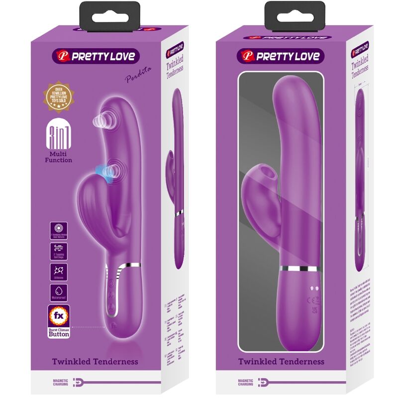 PRETTY LOVE - PERLITA 3 IN 1 MULTIFUNCTION RABBIT VIBRATOR  PURPLE - NOCTURNA DESIRES