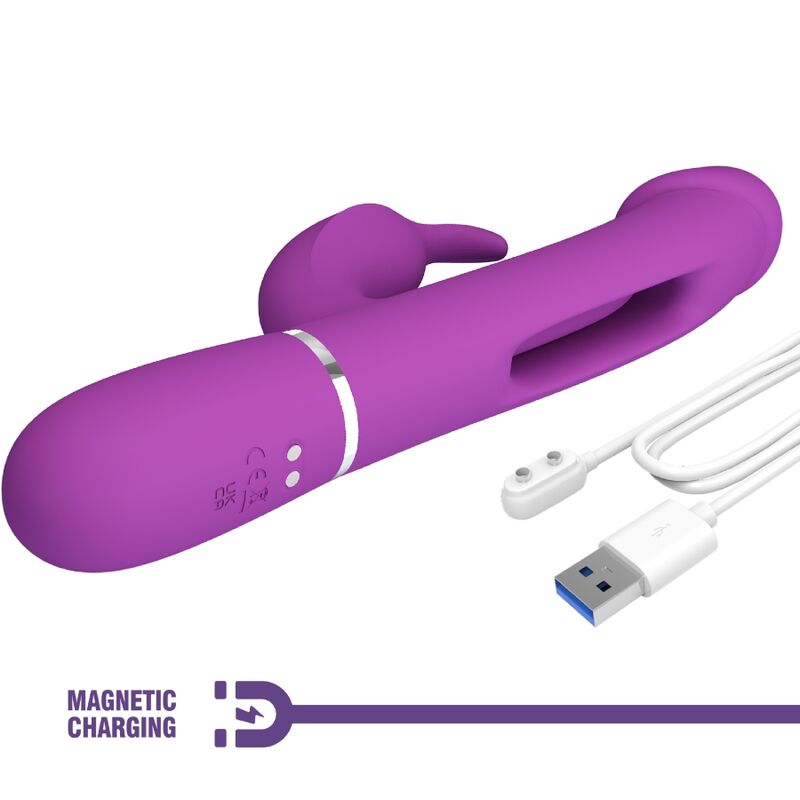 PRETTY LOVE - KAMPAS 3 IN 1 MULTIFUNCTION RABBIT VIBRATOR  PURPLE - NOCTURNA DESIRES