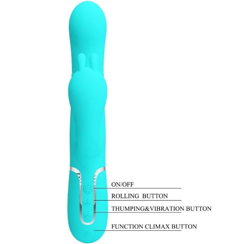 PRETTY LOVE - CAMMY 4 IN 1 MULTIFUNCTION TRIPPLE RABBIT VIBRATOR  BLUE - NOCTURNA DESIRES