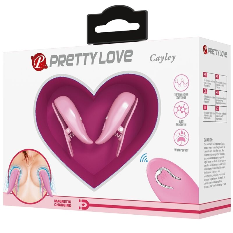 PRETTY LOVE - CAILEY NIPPLE CLAMPS 10 VIBRATIONS REMOTE CONTROL PINK - NOCTURNA DESIRES
