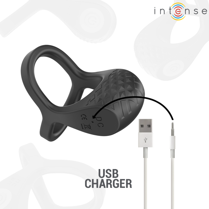 INTENSE - ALEX VIBRATOR DOUBLE PENIS RING 10 VIBRATIONS BLACK - NOCTURNA DESIRES