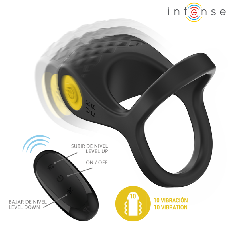 INTENSE - ALEX VIBRATOR DOUBLE PENIS RING 10 VIBRATIONS BLACK - NOCTURNA DESIRES