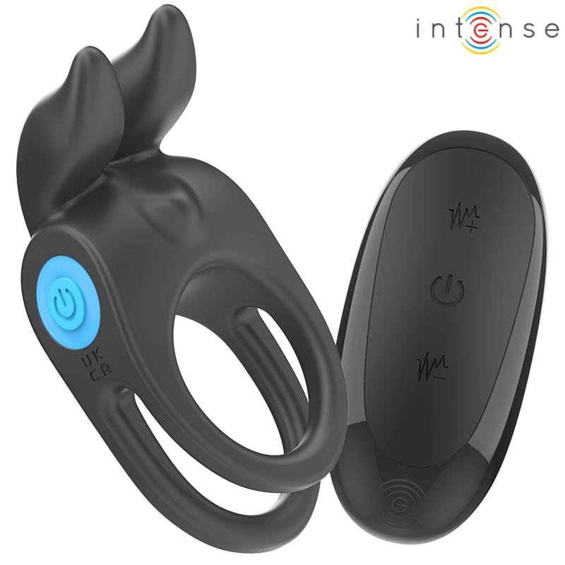 INTENSE - SAM VIBRATOR DOUBLE PENIS RING 10 VIBRATIONS BLACK - NOCTURNA DESIRES