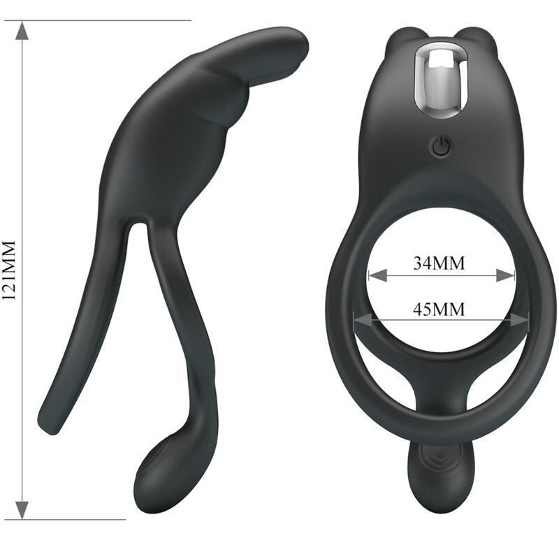 PRETTY LOVE - SETH DOUBLE VIBRATING RING RABBIT 7 VIBRATIONS BLACK - NOCTURNA DESIRES